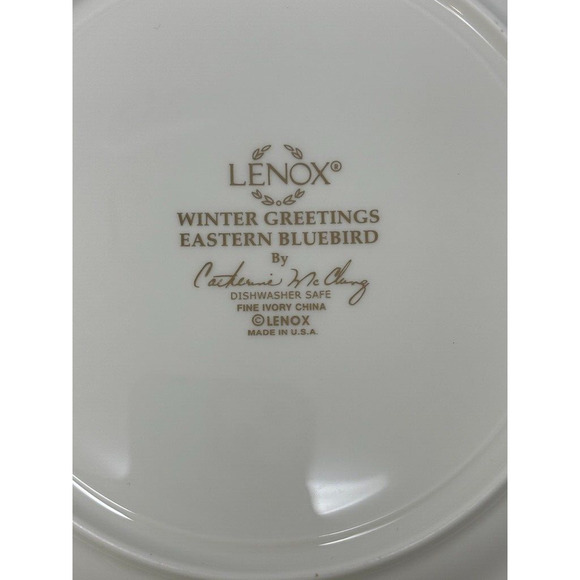 Lenox Winter Greetings Luncheon Plate Catherine McClung 9 3/8" EASTERN BLUEBIRD - Picture 6 of 6